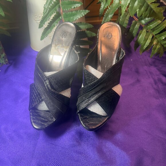 📌Joey O Mary Jane Stiletto  5.5"Heel Open Toe Slip-On Sandals w/ Platform 9.5 M - Picture 1 of 16